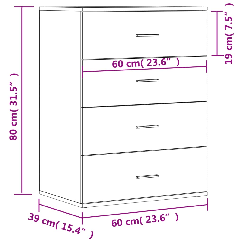 Skjenker 2 stk sonoma eik 60x39x80 cm konstruert tre