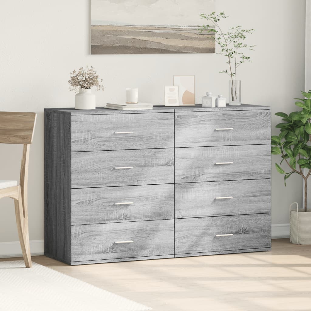 Skjenker 2 stk grå sonoma 60x39x80 cm konstruert tre