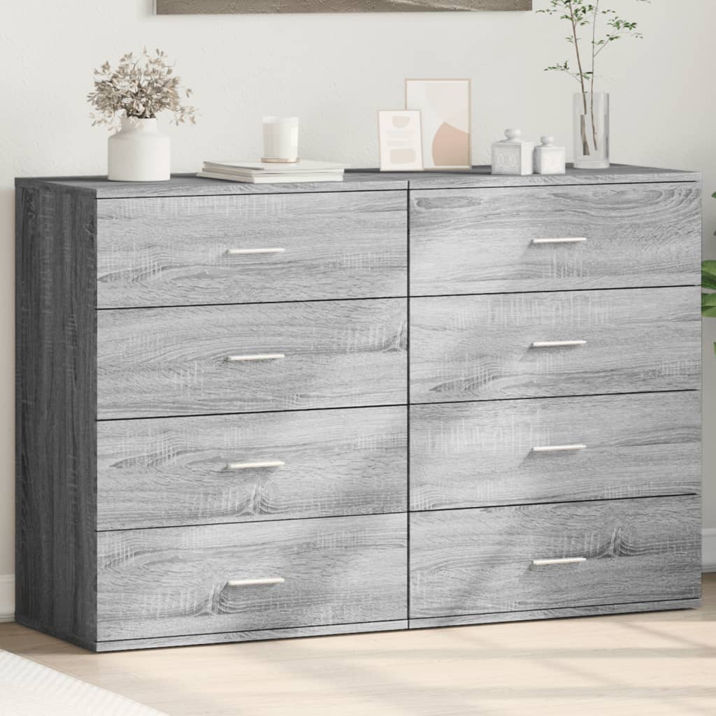 Skjenker 2 stk grå sonoma 60x39x80 cm konstruert tre