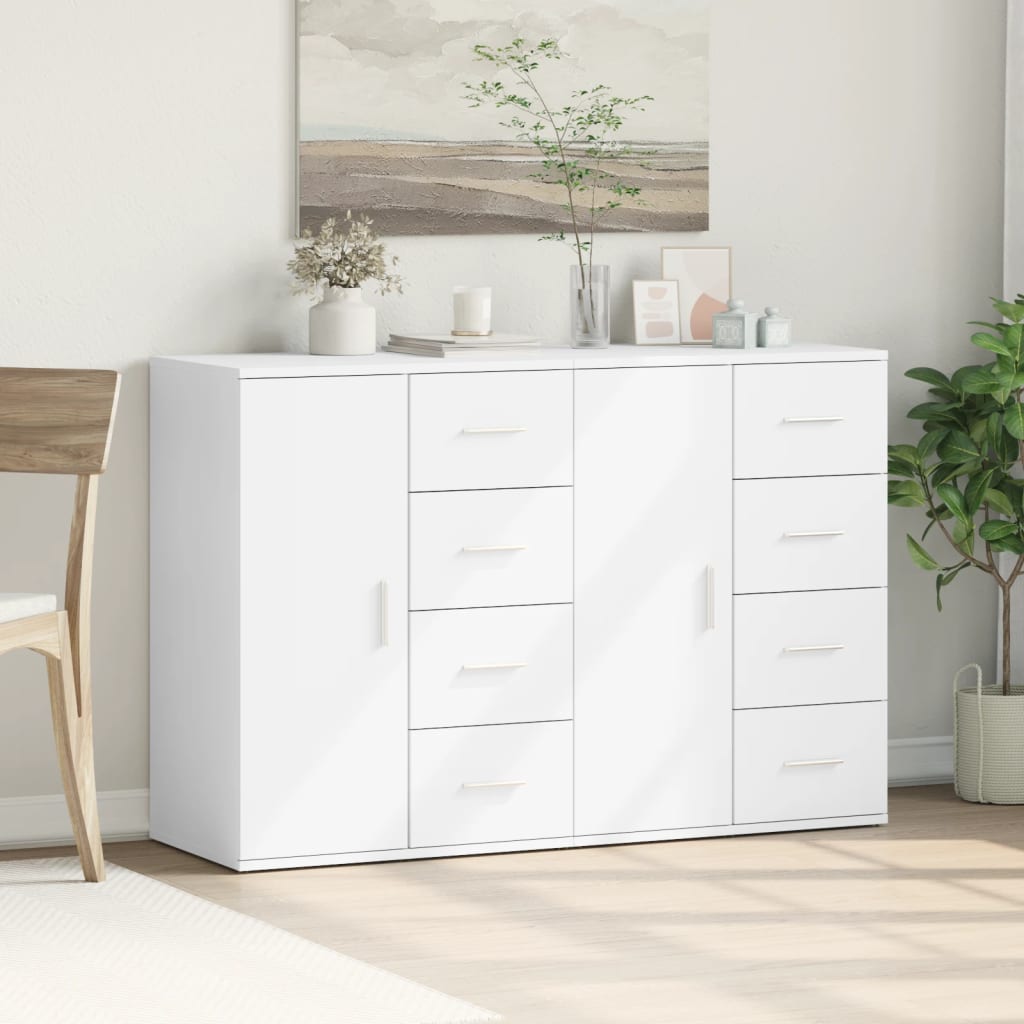Skjenker 2 stk hvit 59x39x80 cm konstruert tre