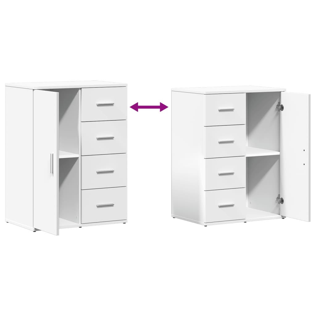 Skjenker 2 stk hvit 59x39x80 cm konstruert tre