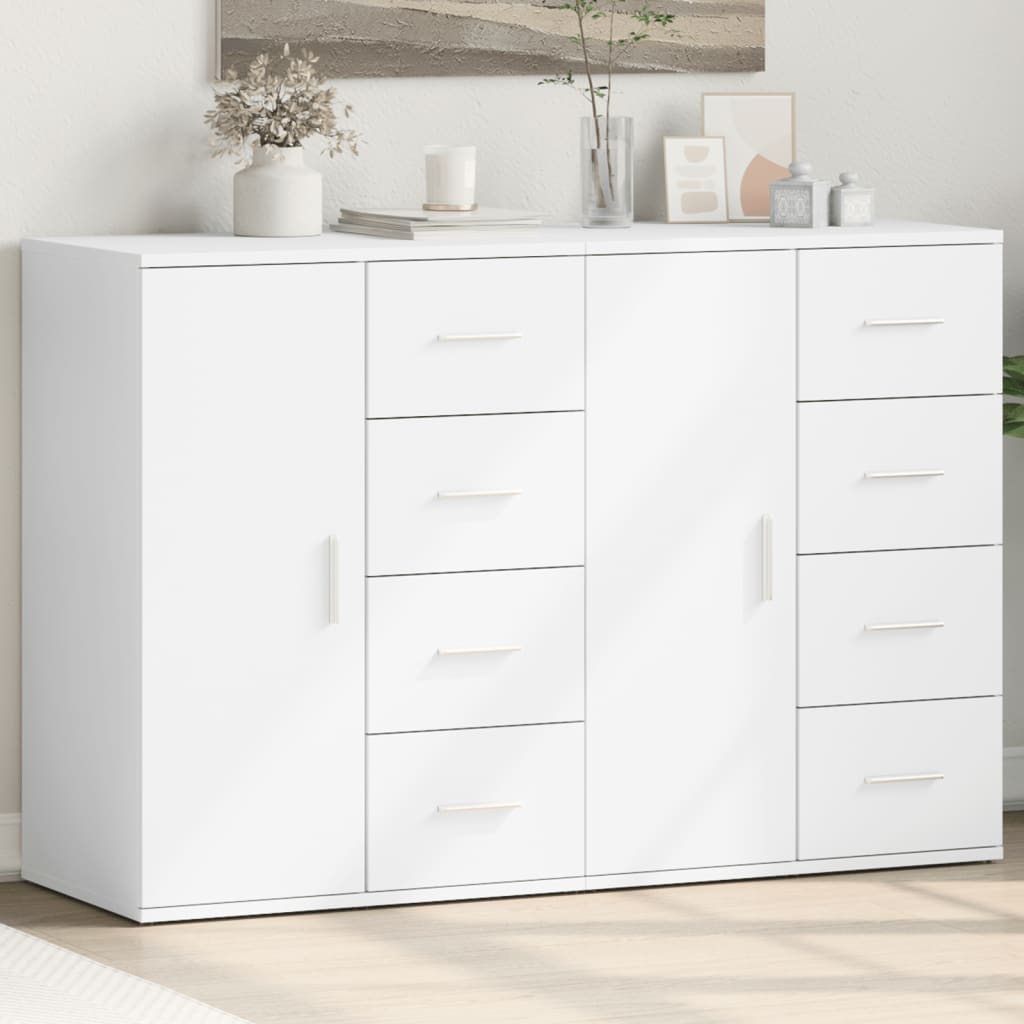 Skjenker 2 stk hvit 59x39x80 cm konstruert tre