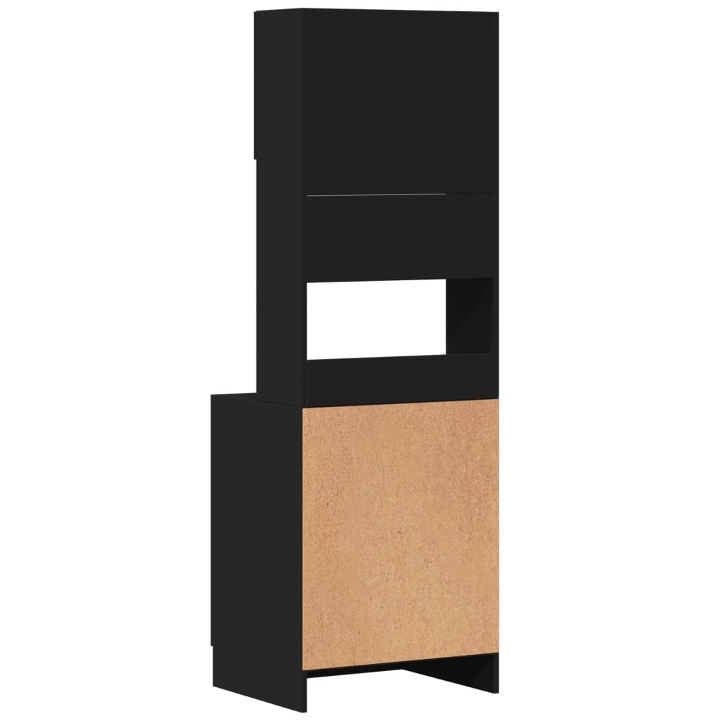 Kjøkkenskap svart 60x50x180 cm konstruert tre