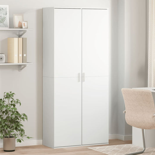 Highboard hvit 80x35x180 cm konstruert tre