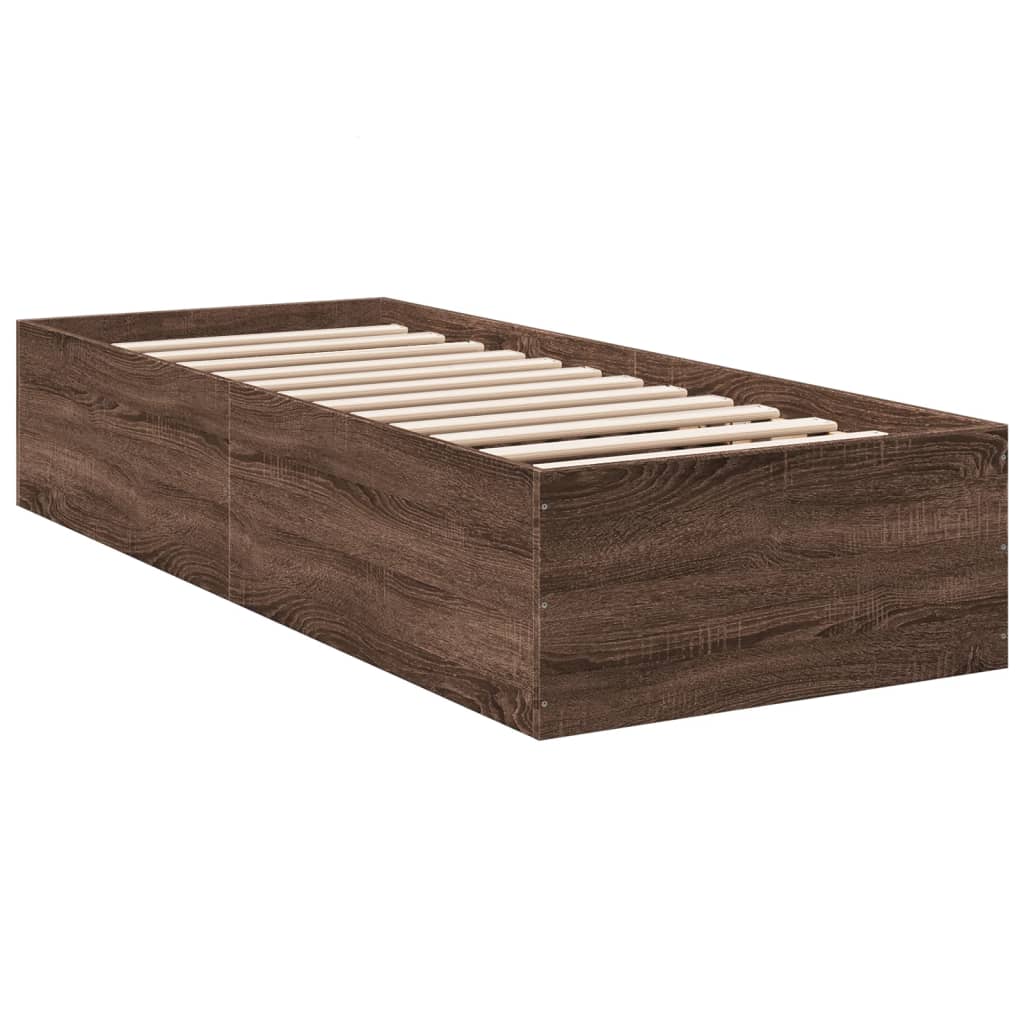 Sengeramme uten madrass brun eik 75x190 cm konstruert tre