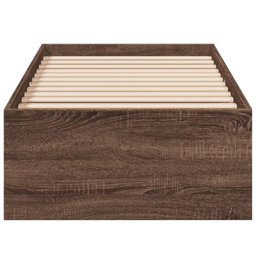 Sengeramme uten madrass brun eik 75x190 cm konstruert tre
