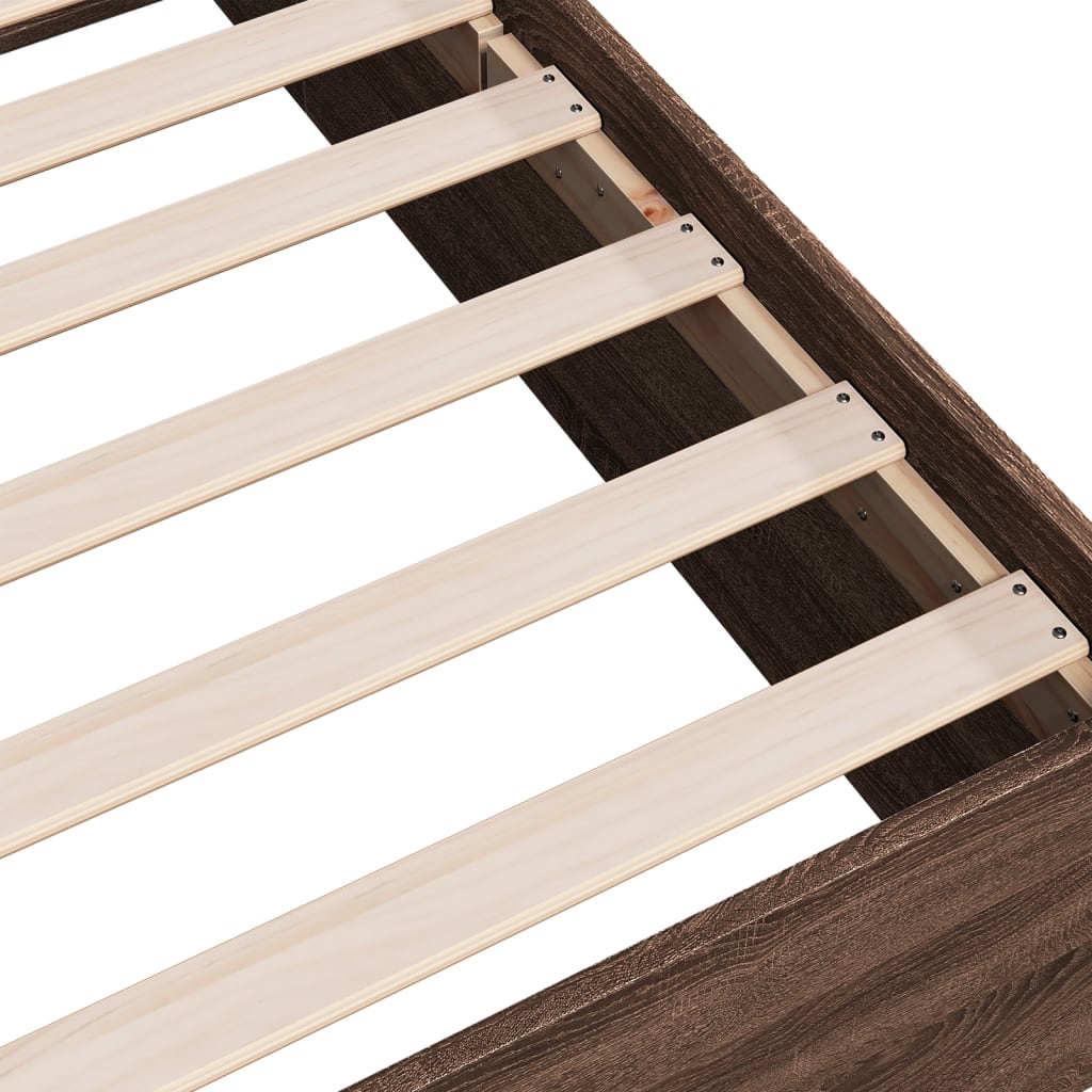 Sengeramme uten madrass brun eik 75x190 cm konstruert tre