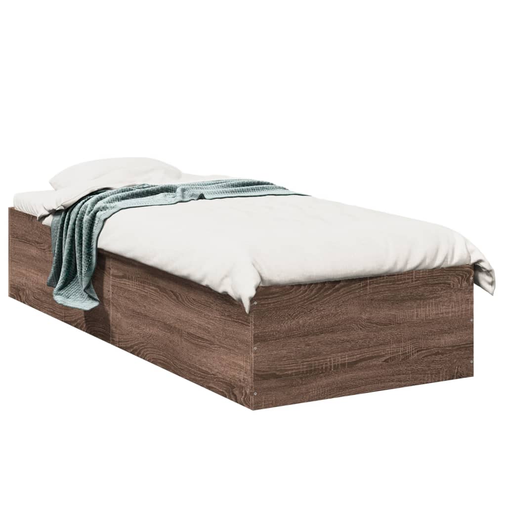 Sengeramme uten madrass brun eik 75x190 cm konstruert tre