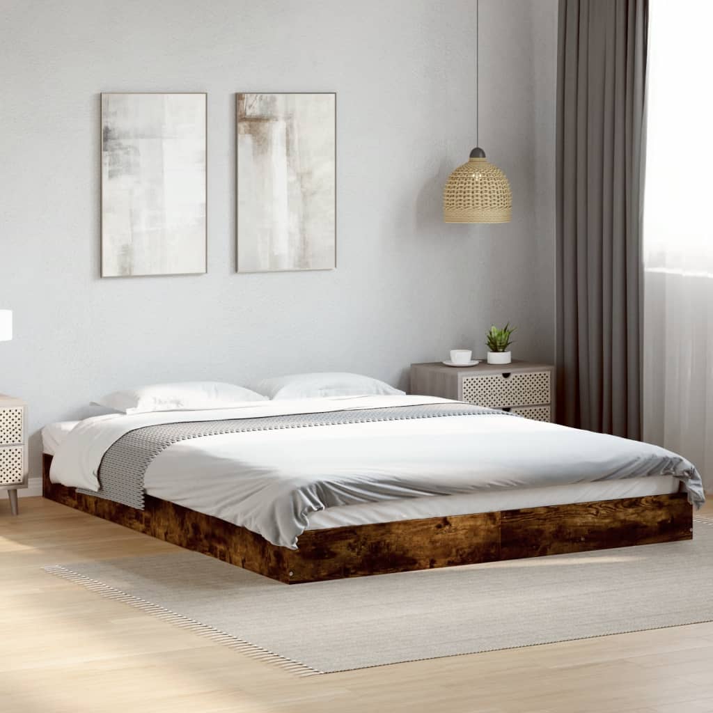 Sengeramme uten madrass røkt eik 160x200 cm konstruert tre