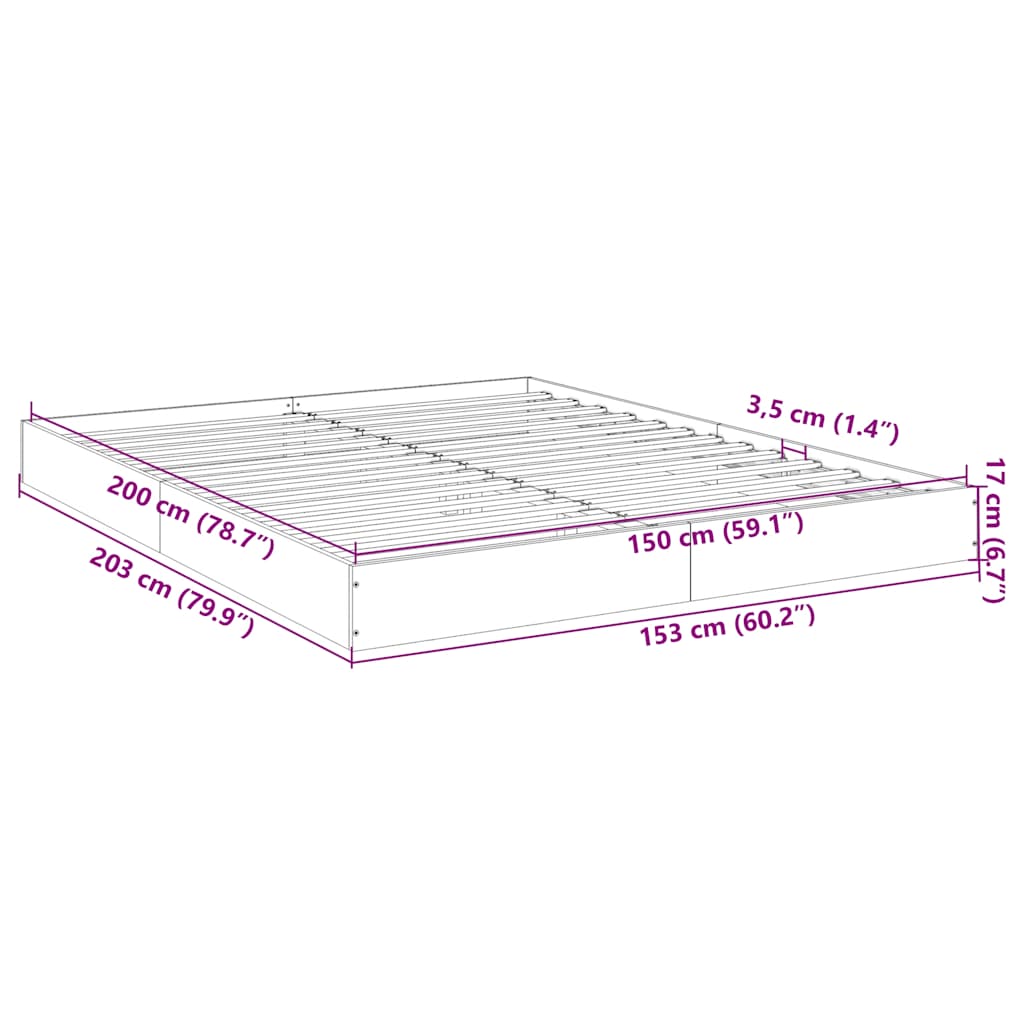 Sengeramme hvit 150x200 cm konstruert tre