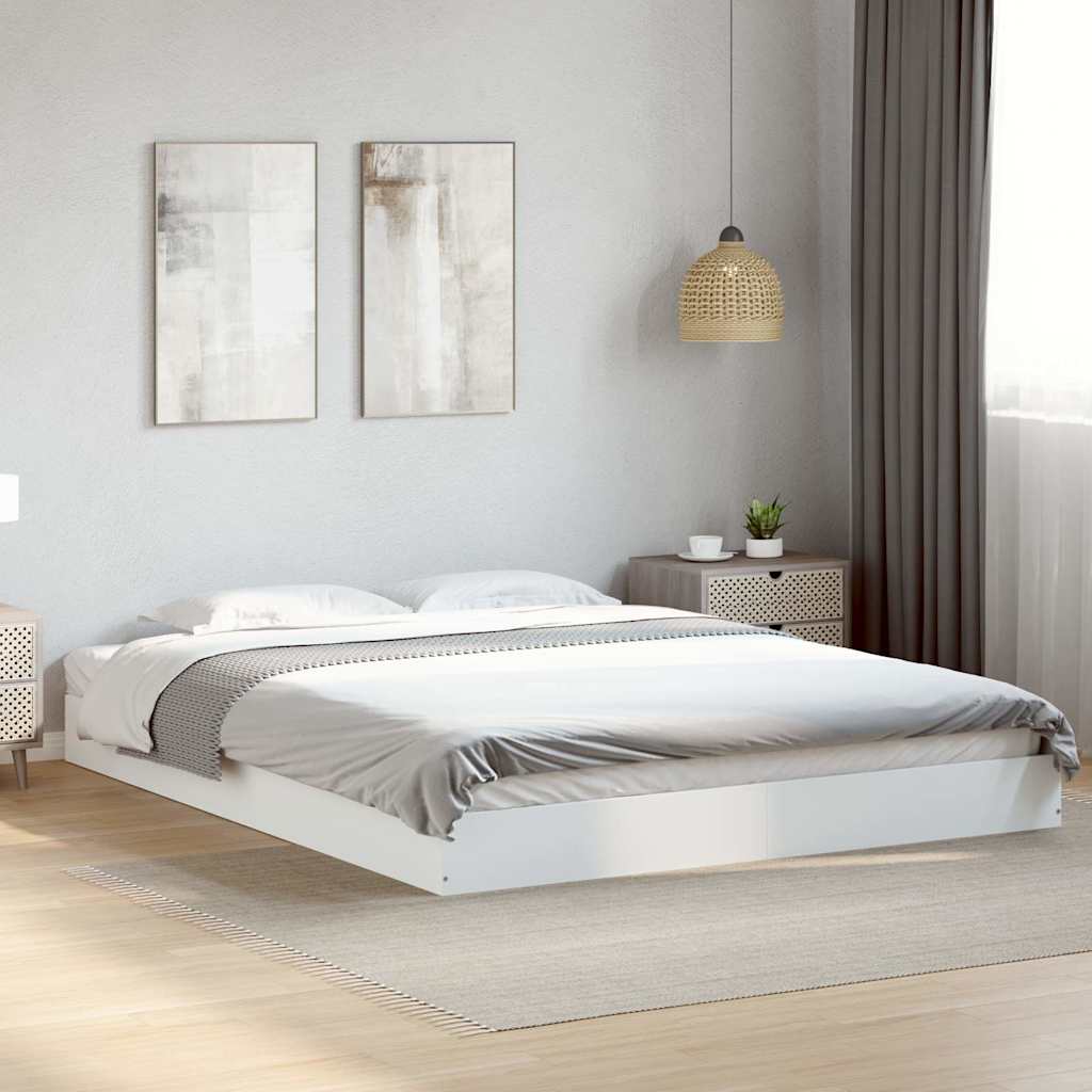 Sengeramme hvit 150x200 cm konstruert tre