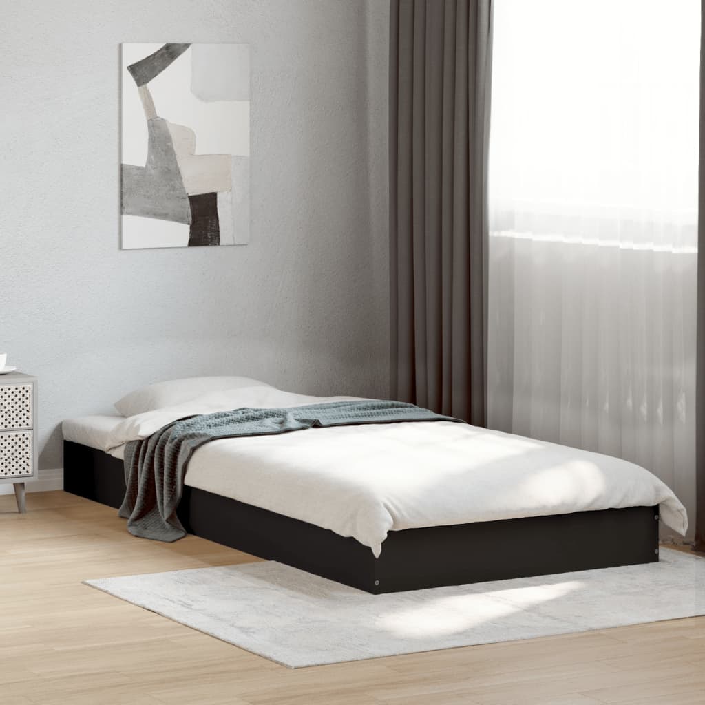 Sengeramme svart 75x190 cm konstruert tre