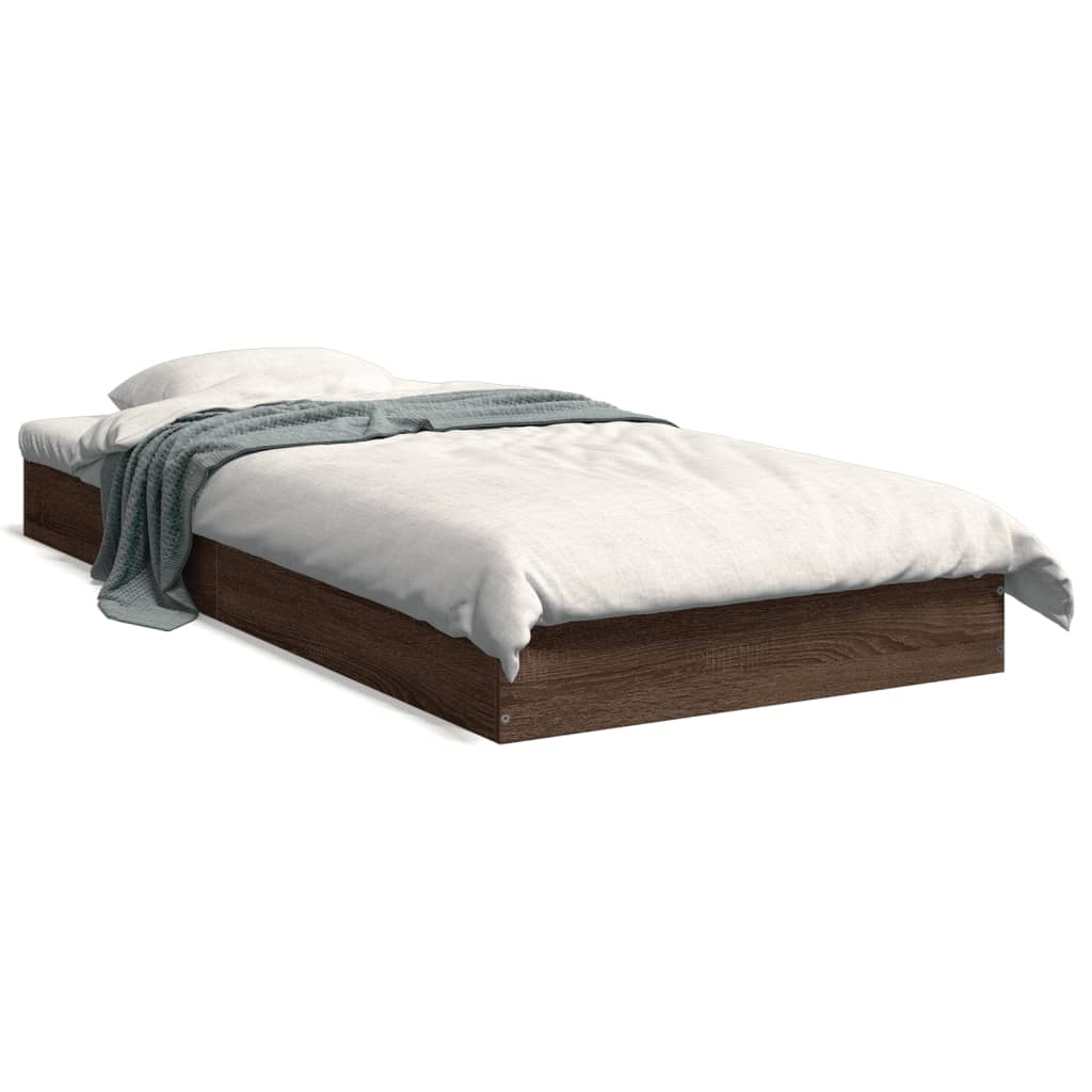 Sengeramme uten madrass brun eik 75x190 cm konstruert tre