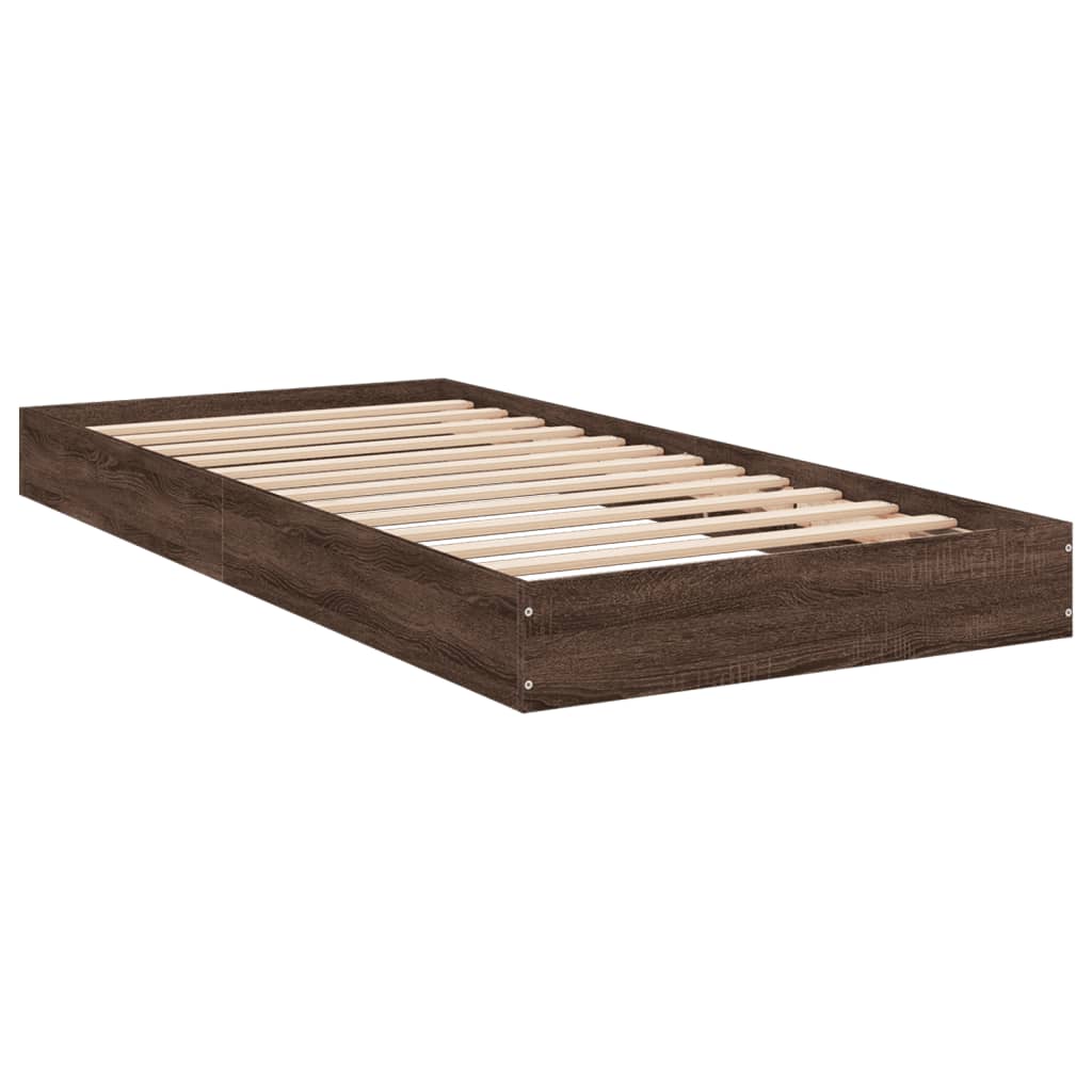 Sengeramme uten madrass brun eik 75x190 cm konstruert tre