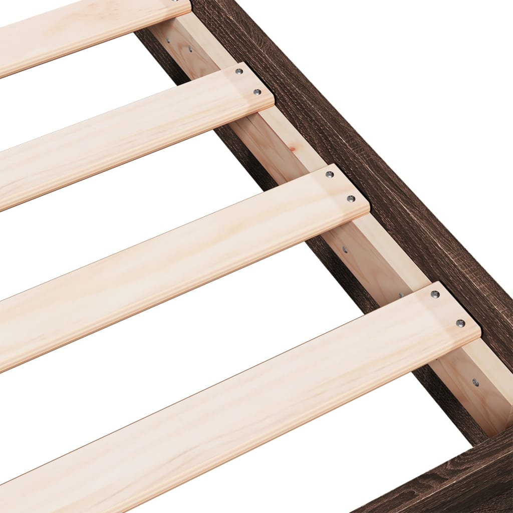 Sengeramme uten madrass brun eik 75x190 cm konstruert tre