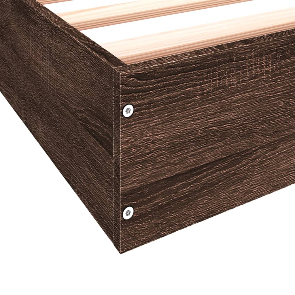 Sengeramme uten madrass brun eik 75x190 cm konstruert tre