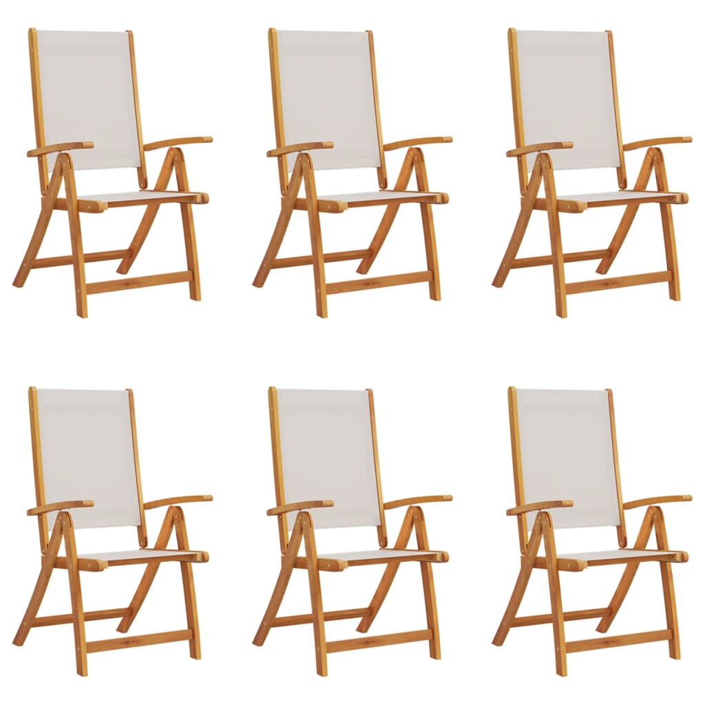 Sammenleggbare stoler 6 stk heltre akasie og textilene