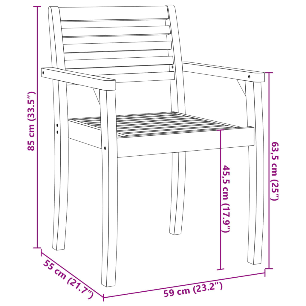 Hagestoler 4 stk 59x55x85 cm heltre akasie