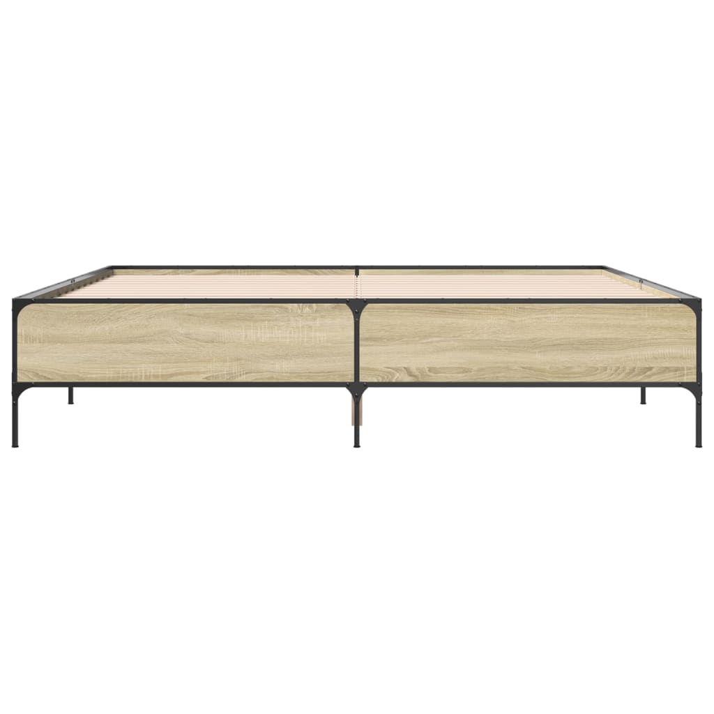 Sengeramme sonoma eik 200x200 cm konstruert tre og metall