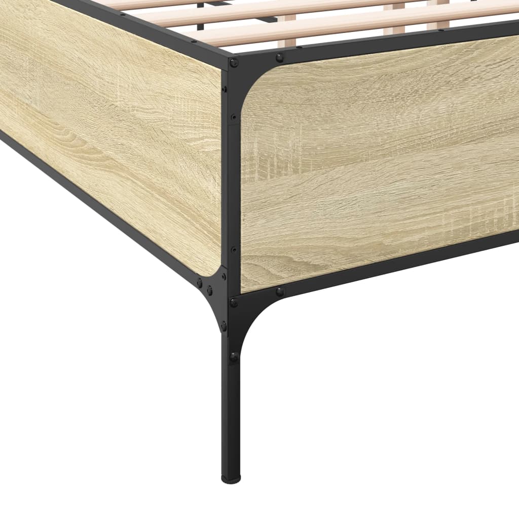 Sengeramme sonoma eik 200x200 cm konstruert tre og metall