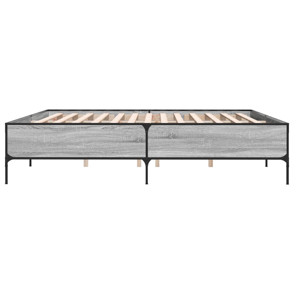 Sengeramme grå sonoma 200x200 cm konstruert tre og metall