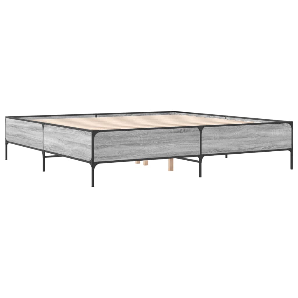 Sengeramme grå sonoma 200x200 cm konstruert tre og metall