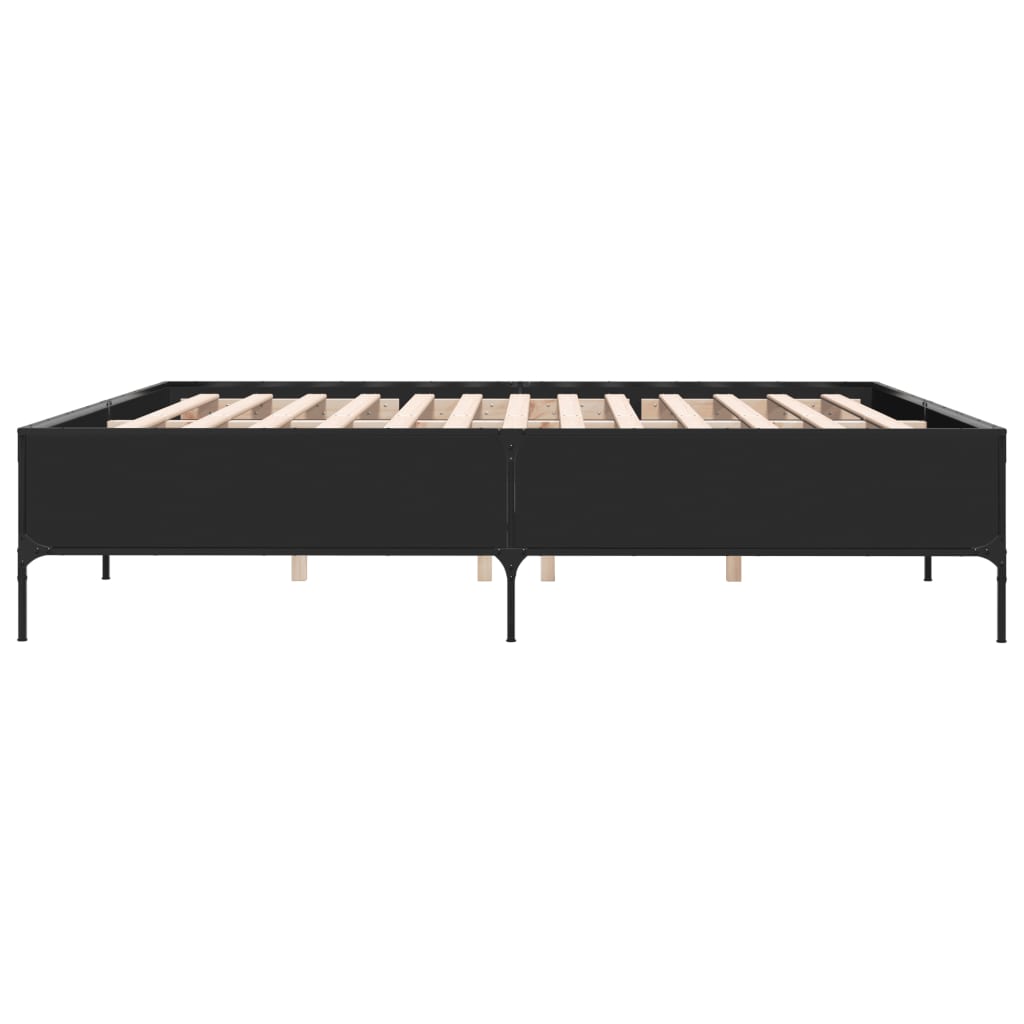 Sengeramme svart 180x200 cm konstruert tre og metall
