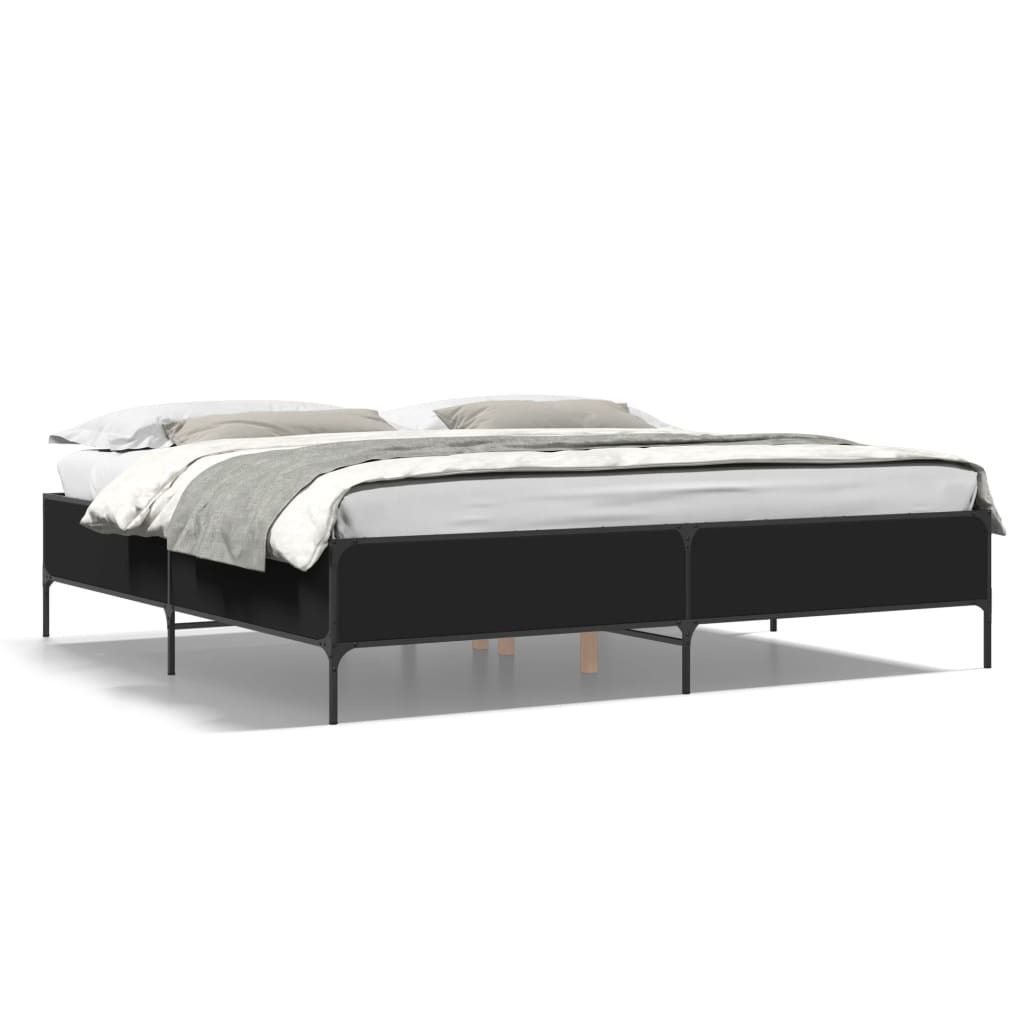 Sengeramme svart 180x200 cm konstruert tre og metall