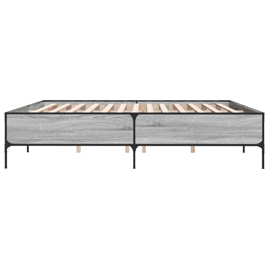 Sengeramme grå sonoma 180x200 cm konstruert tre og metall