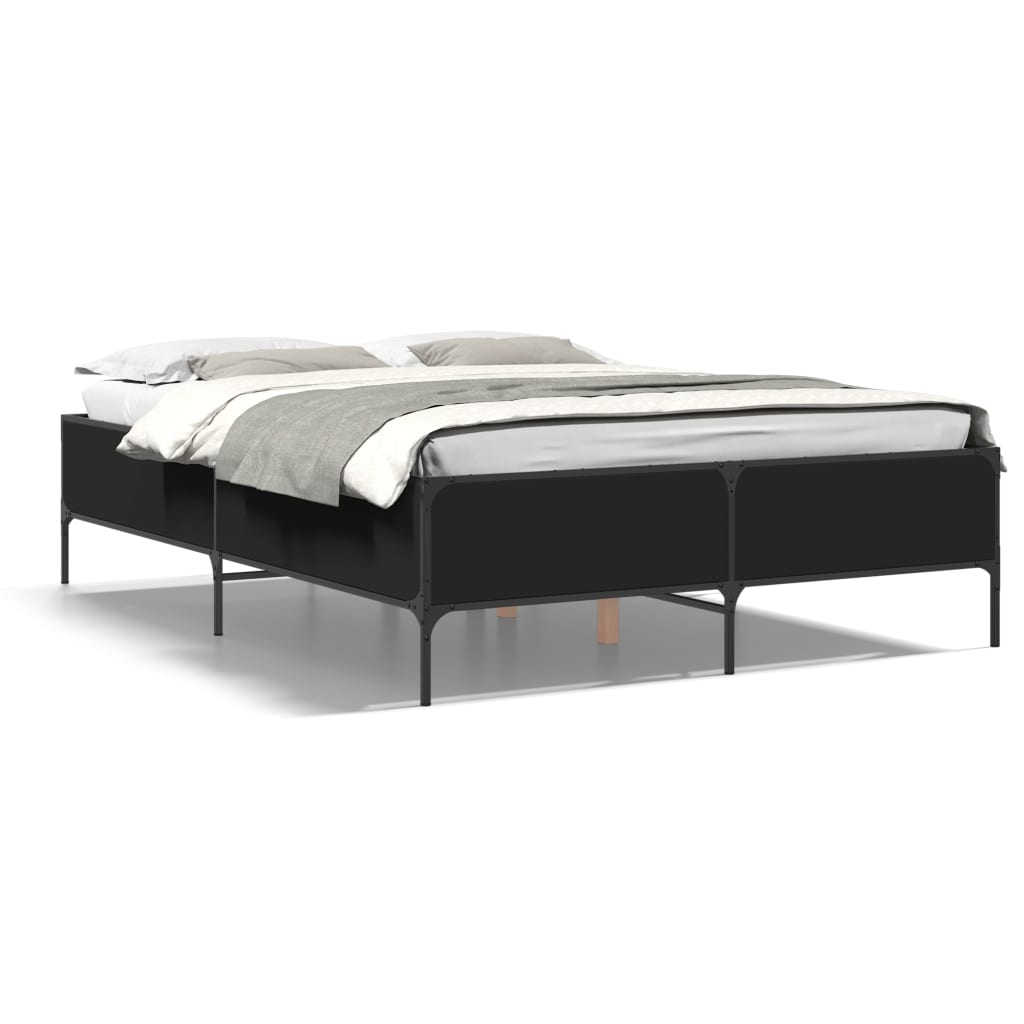 Sengeramme svart 160x200 cm konstruert tre og metall