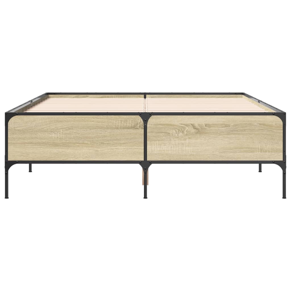 Sengeramme sonoma eik 160x200 cm konstruert tre og metall