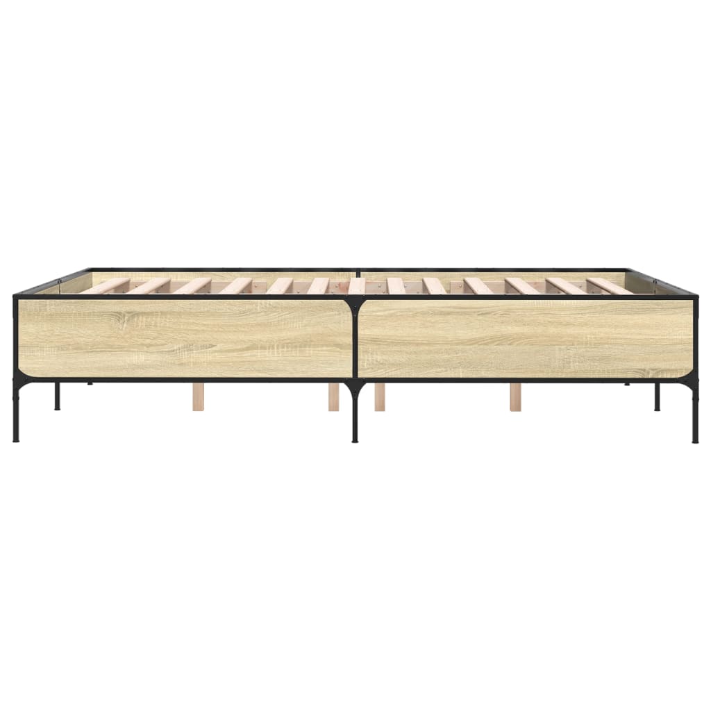Sengeramme sonoma eik 160x200 cm konstruert tre og metall
