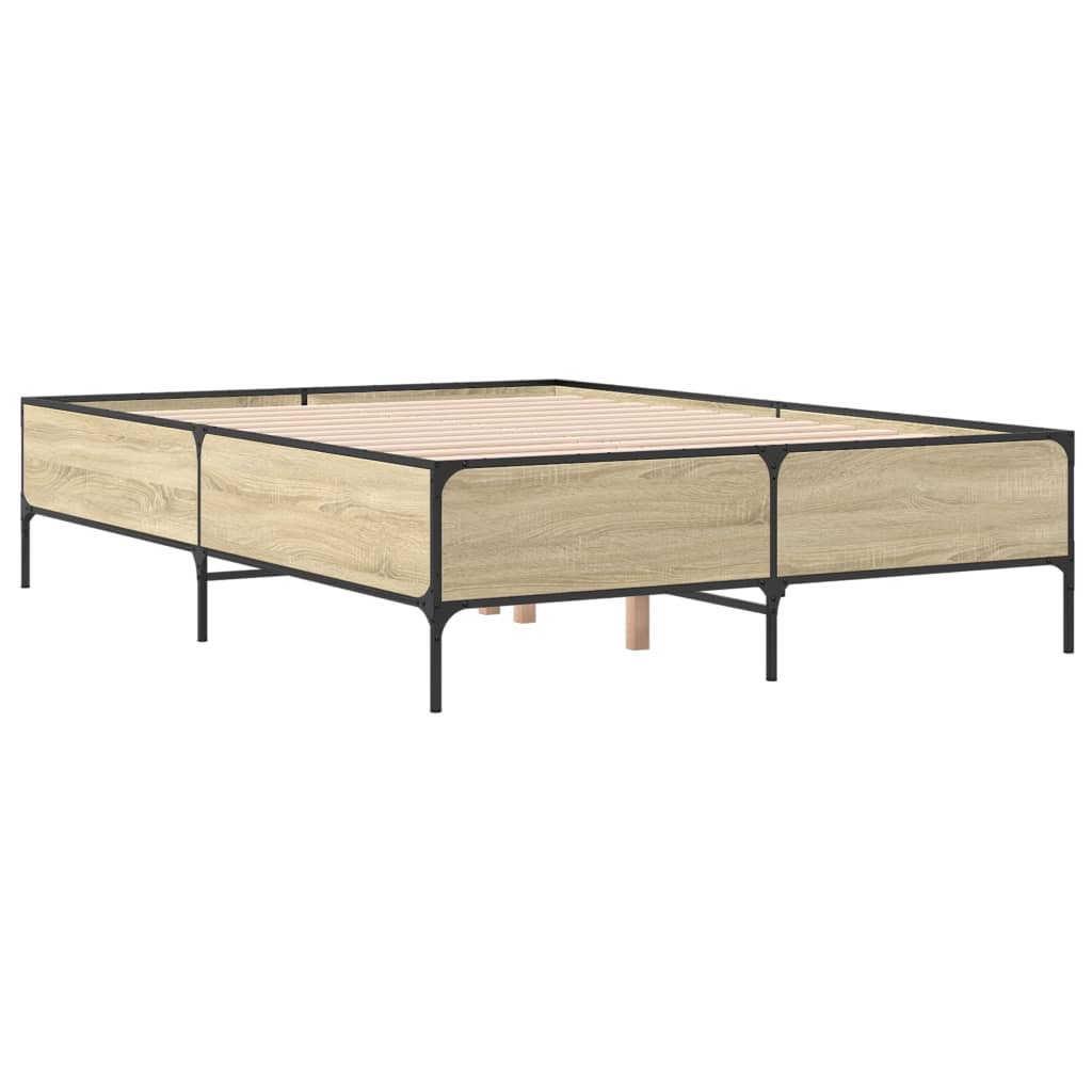 Sengeramme sonoma eik 160x200 cm konstruert tre og metall