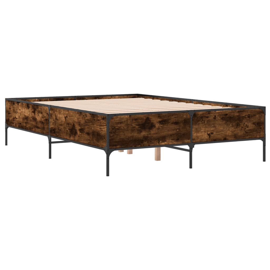 Sengeramme røkt eik 160x200 cm konstruert tre og metall