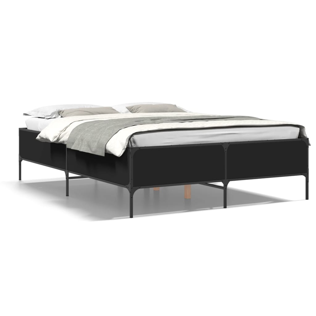 Sengeramme svart 150x200 cm konstruert tre og metall