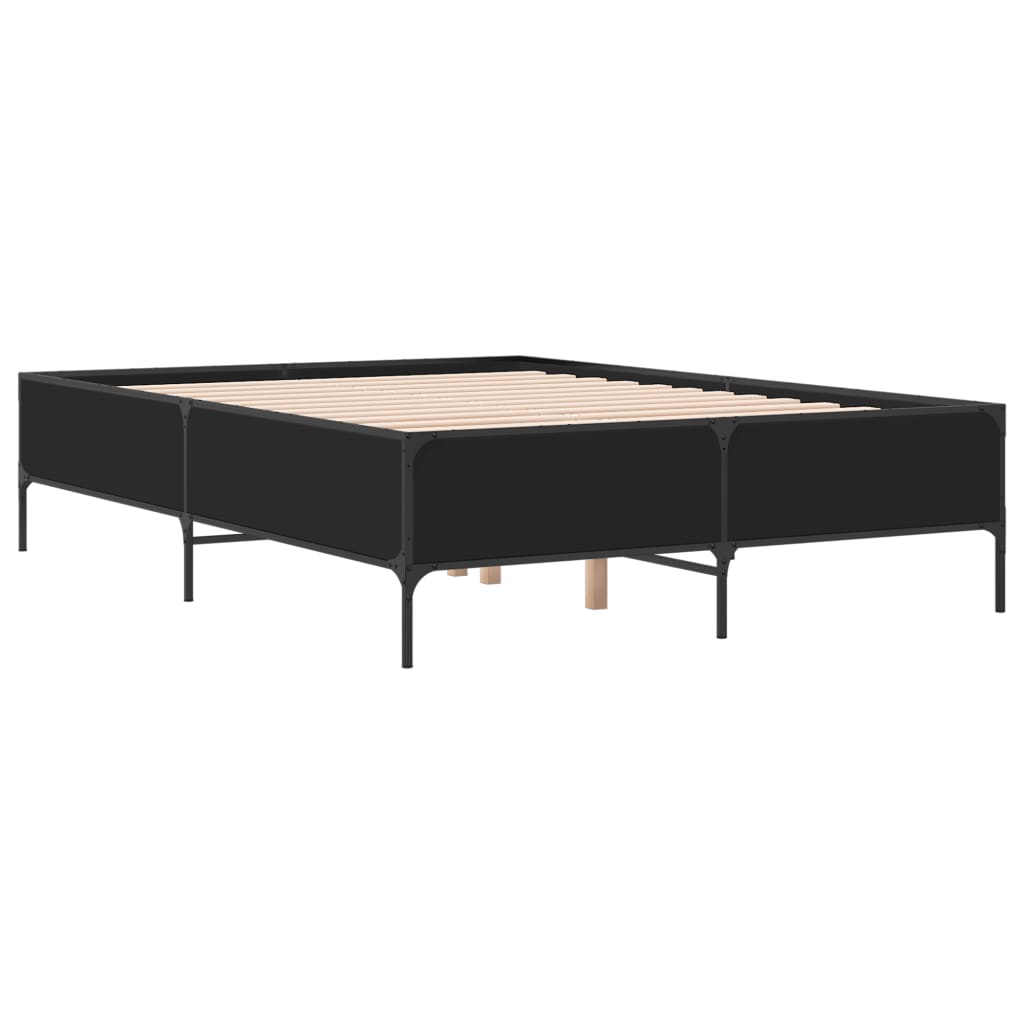Sengeramme svart 150x200 cm konstruert tre og metall