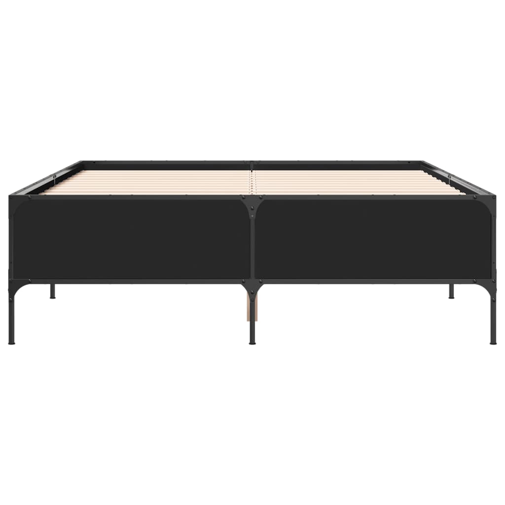 Sengeramme svart 150x200 cm konstruert tre og metall