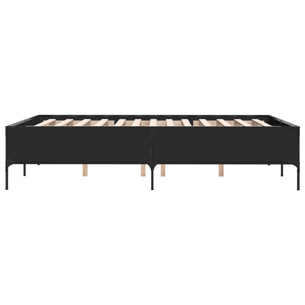 Sengeramme svart 150x200 cm konstruert tre og metall
