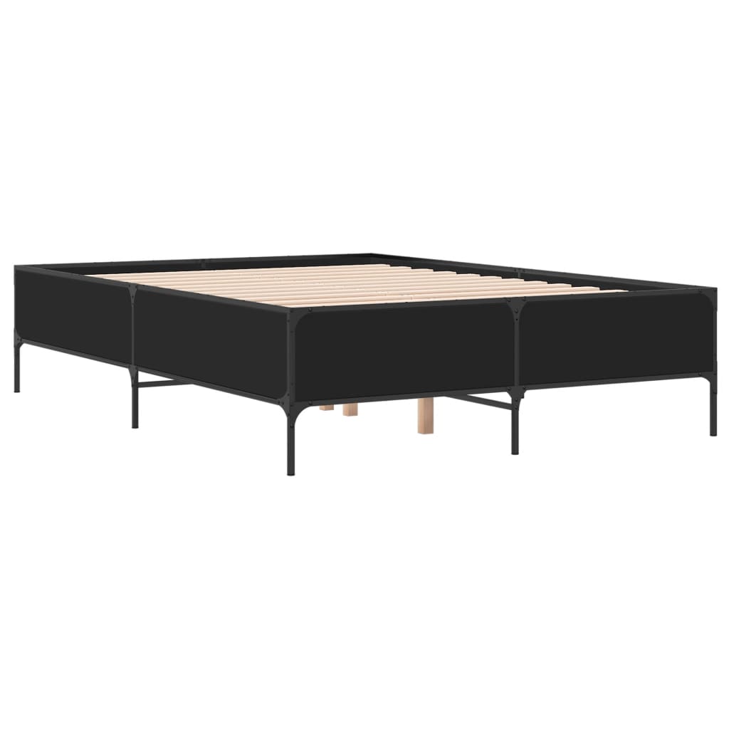 Sengeramme svart 150x200 cm konstruert tre og metall
