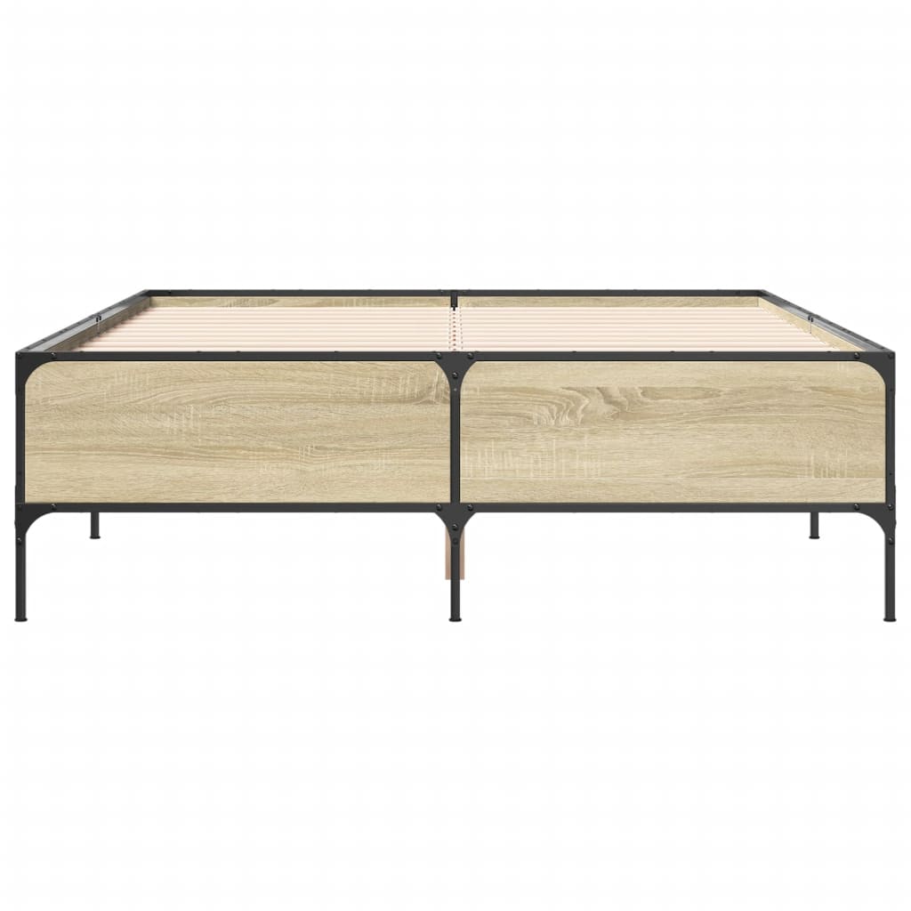 Sengeramme sonoma eik 140x200 cm konstruert tre og metall