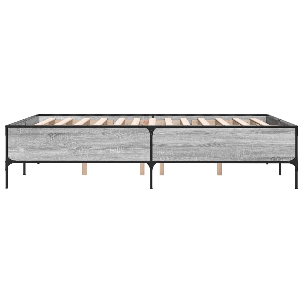 Sengeramme grå sonoma 140x200 cm konstruert tre og metall