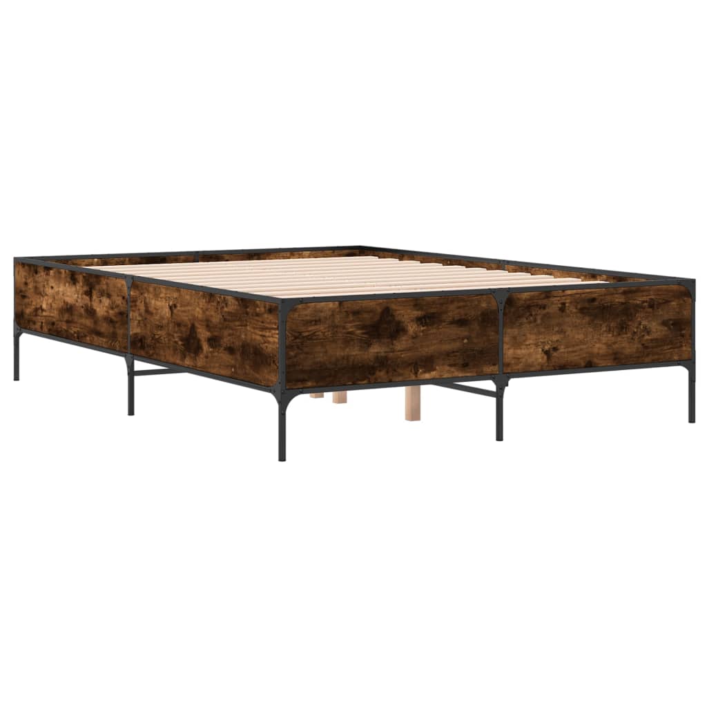 Sengeramme røkt eik 120x200 cm konstruert tre og metall
