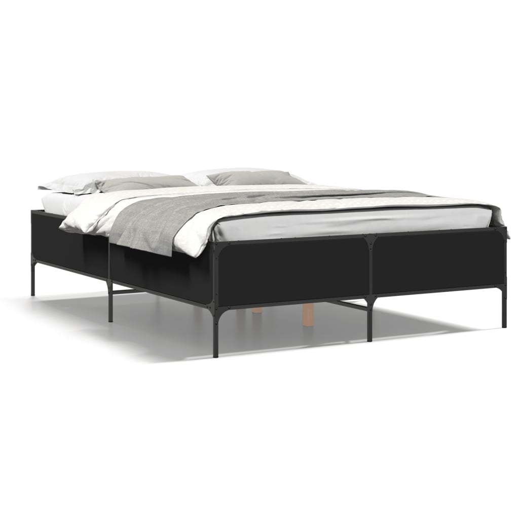 Sengeramme svart 140x190 cm konstruert tre og metall
