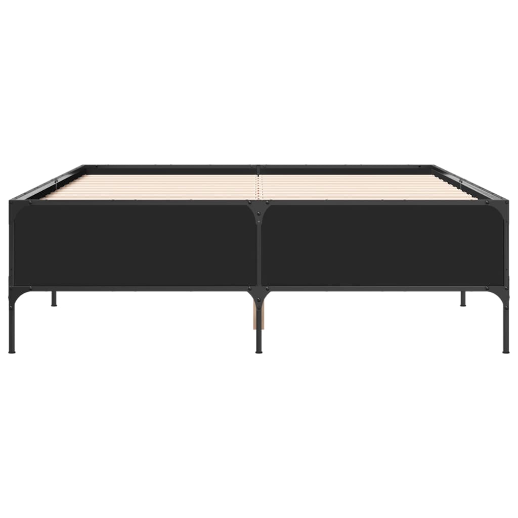 Sengeramme svart 140x190 cm konstruert tre og metall