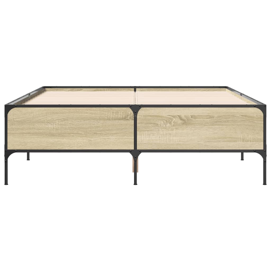 Sengeramme sonoma eik 140x190 cm konstruert tre og metall
