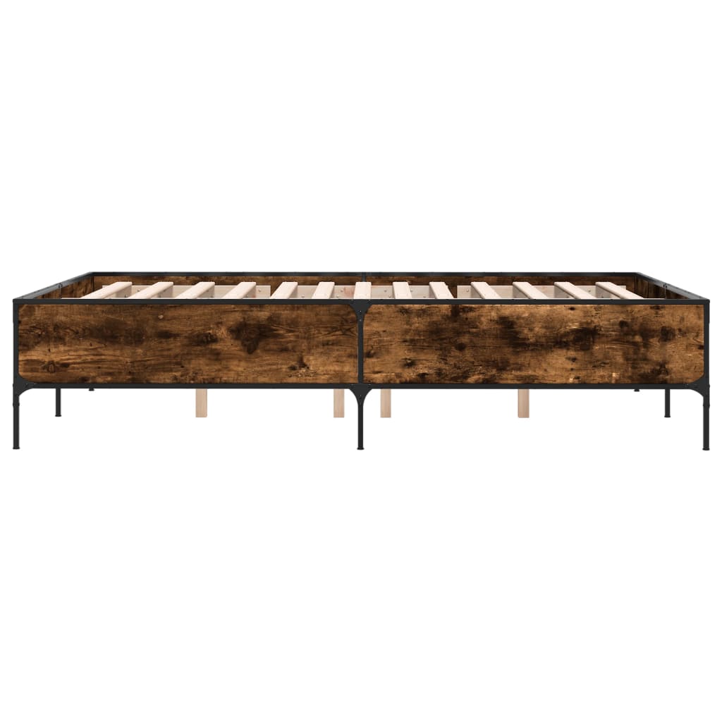 Sengeramme røkt eik 140x190 cm konstruert tre og metall