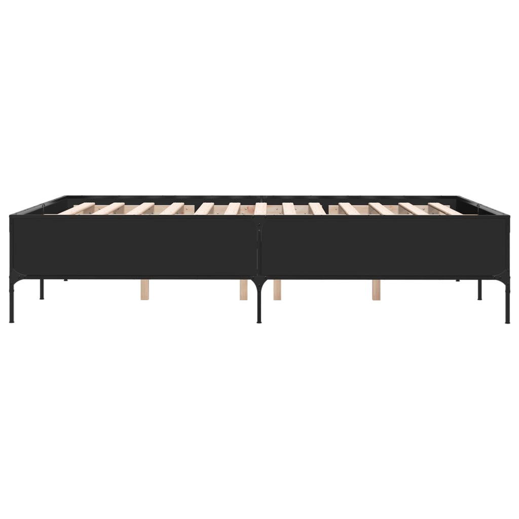 Sengeramme svart 135x190 cm konstruert tre og metall