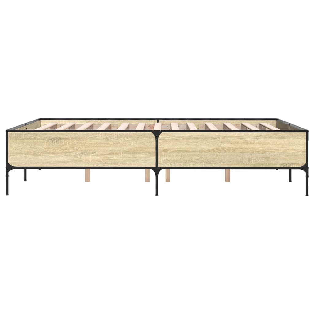 Sengeramme sonoma eik 135x190 cm konstruert tre og metall