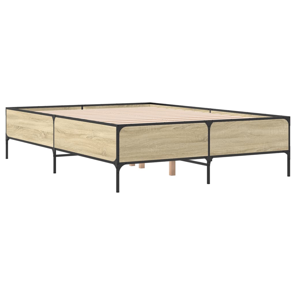 Sengeramme sonoma eik 135x190 cm konstruert tre og metall
