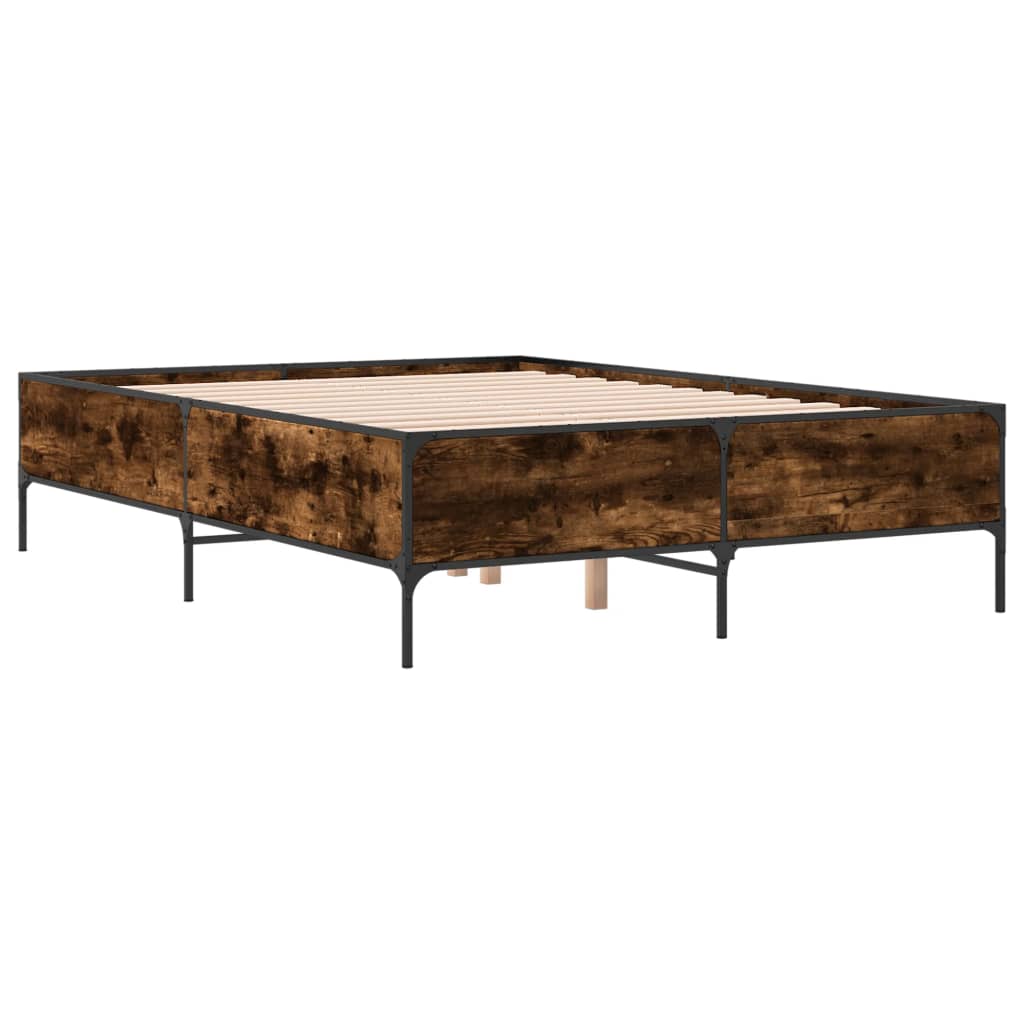 Sengeramme røkt eik 120x190 cm konstruert tre og metall
